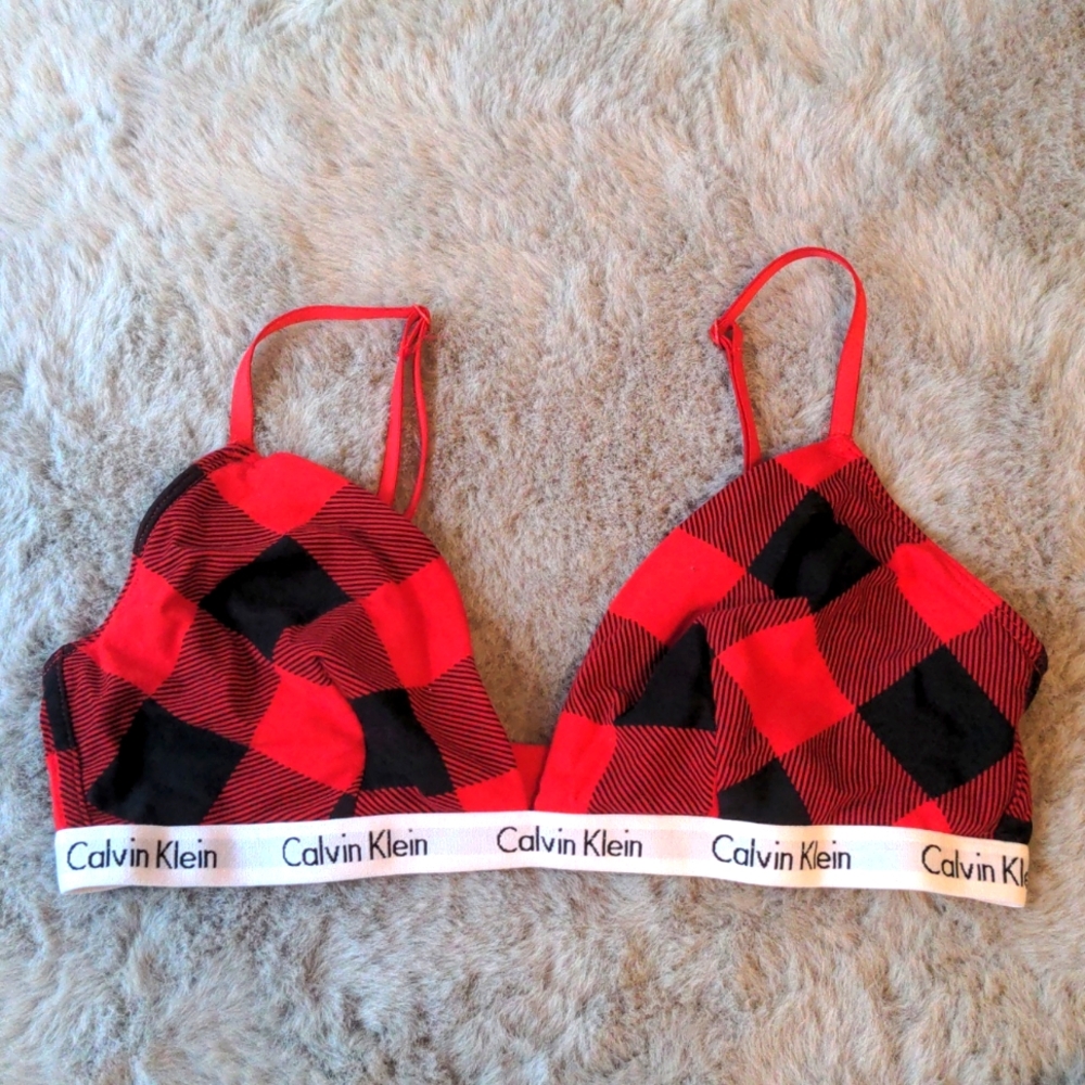 Red and Black Plaid Calvin Klein Bra